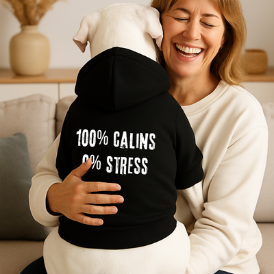 Sweat à capuche pour chien - 100% câlins, 0% stress