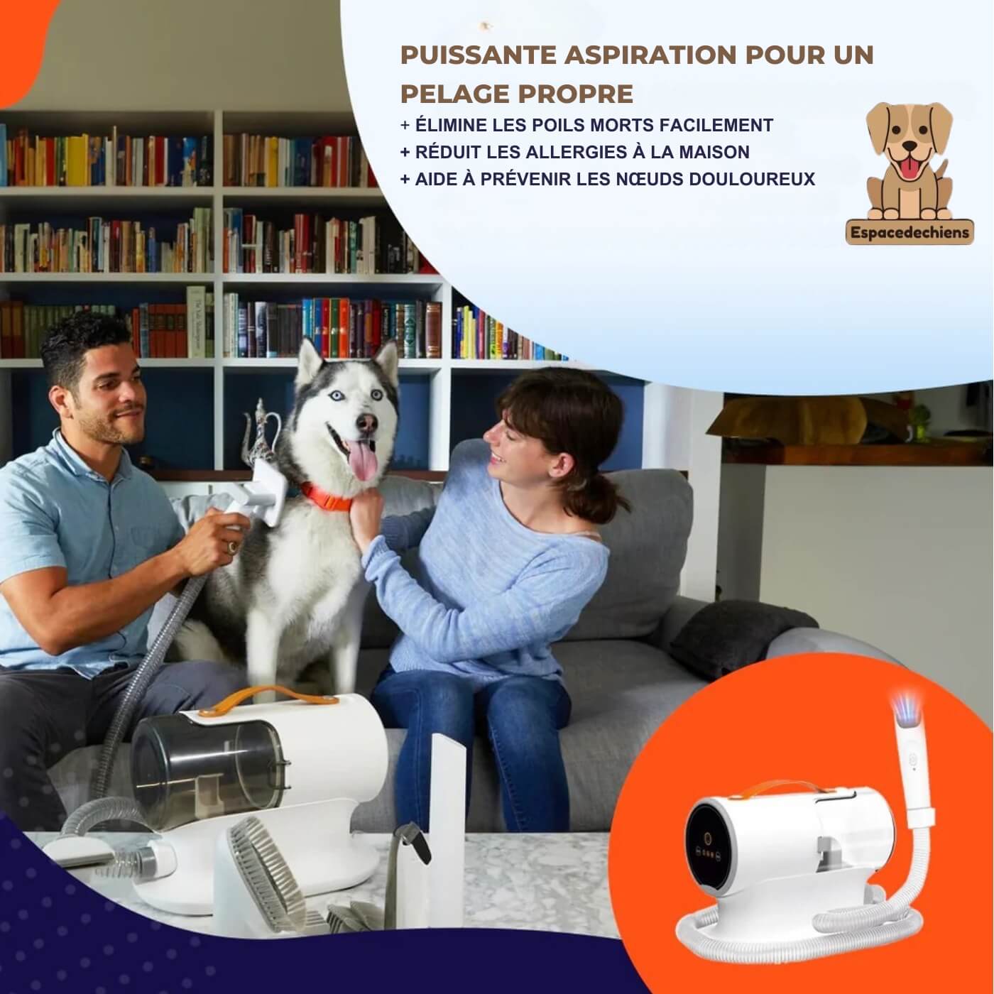Kit de toilettage Intelligent 5 en 1 avec aspirateur - PetGroom™